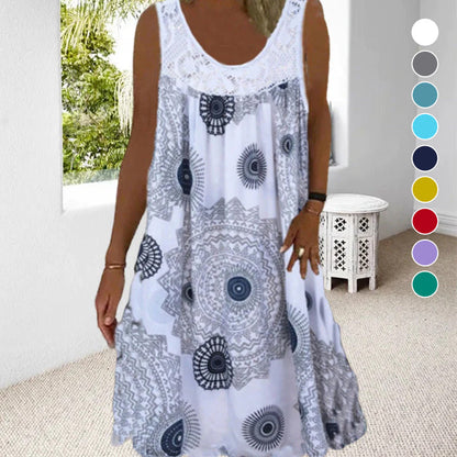 Margaux® | Bequemes und schickes ärmelloses Kleid mit Print