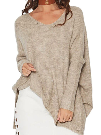 Aquamarine Casual Loose Zipper Sweater - Landing Closet