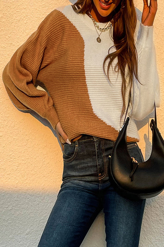 Round Neck Contrast Sweater