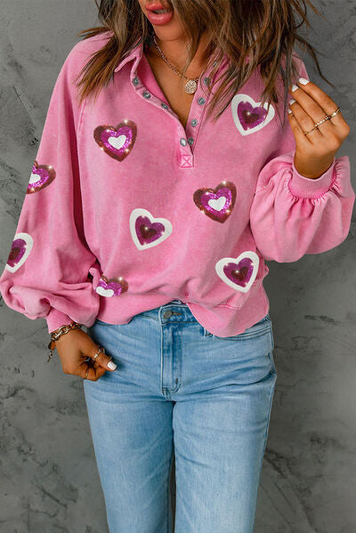 Heart Sequin Valentines Sweatshirt