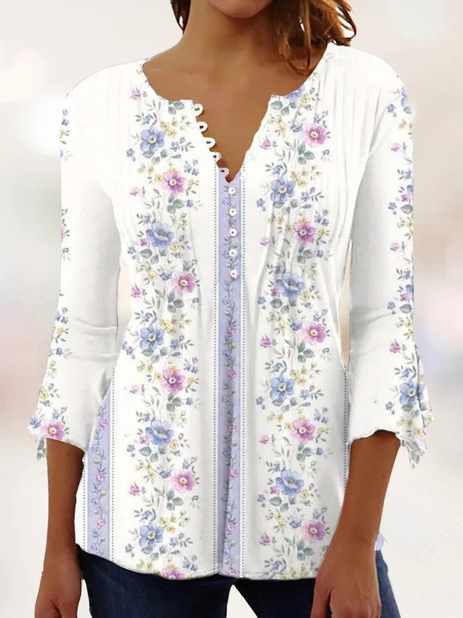 Elena® | Jersey Floral Lässig Lose Tunika Bluse