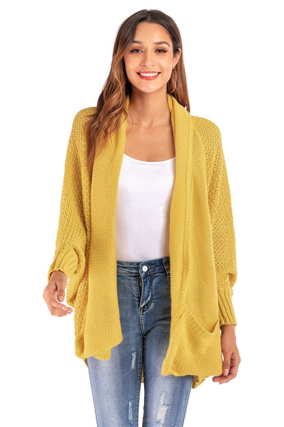 Oversized Knit Cardigan Sweater with Batwing Sleeves for Winter    