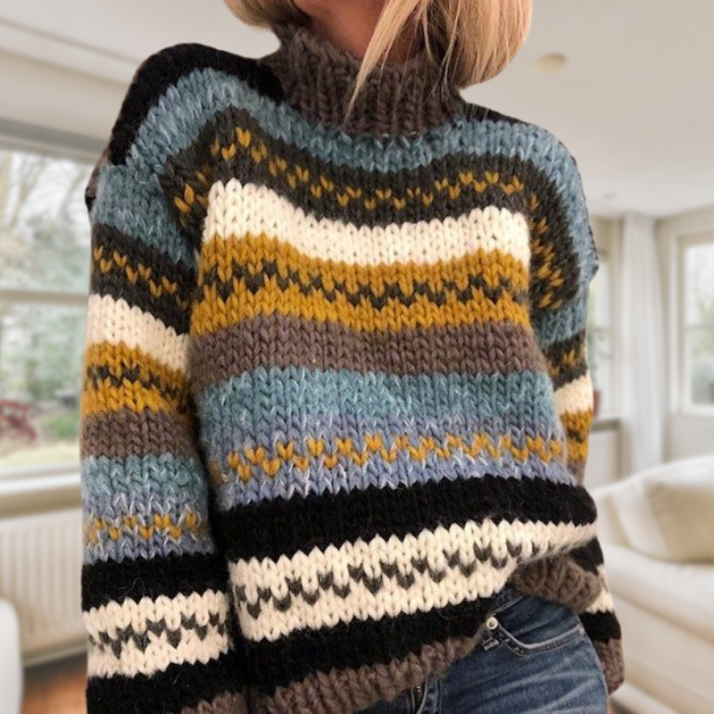 Sharlene® | Pullover mit Stehkragen und trendigem Muster