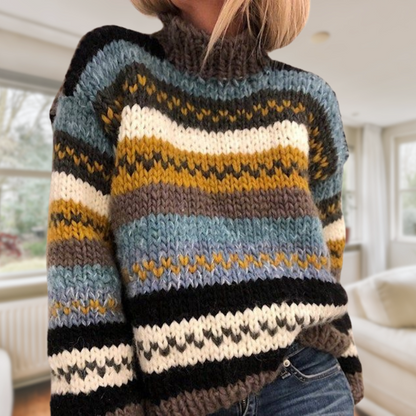 Sharlene® | Pullover mit Stehkragen und trendigem Muster