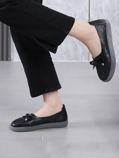 Adalyn® | Frauen Casual Sommer Solid Ausschnitt Leder flache Schuhe