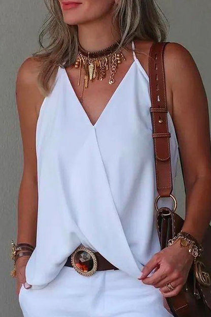 Margovil V Neck Solid Summer Cami Top