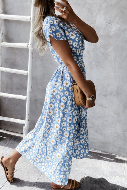 Fleur| Fashion Bohemian Print V-Ausschnitt Unregelmäßige Kleider