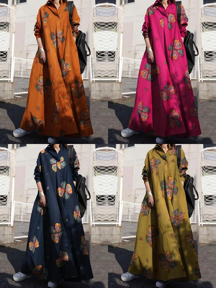 retro-floral-print-lapel-bohemian-loose-long-sleeve-maxi