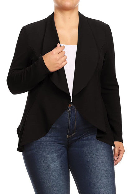 Honey Plus Casual Solid open front jacket blazer