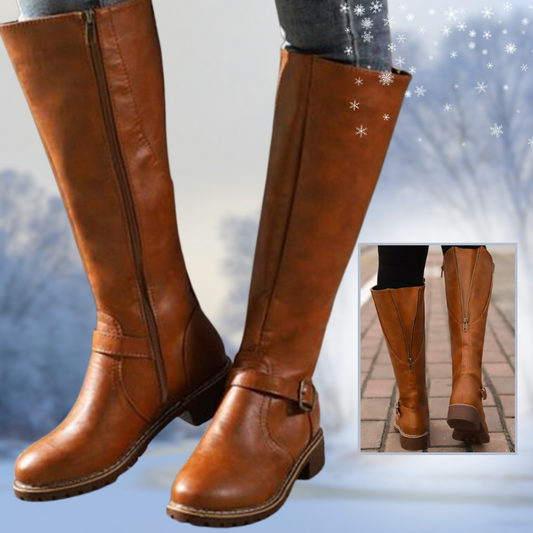 Harrieth® | Hohe Damenstiefel mit Schnalle und Absatz