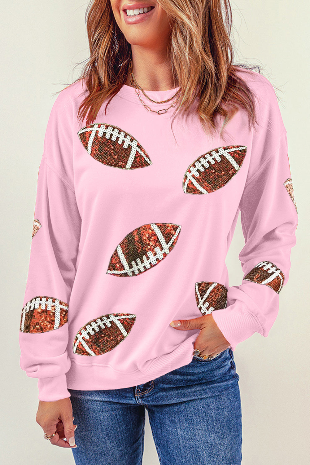 Sequin Football Patch Sweatshirt - Sydney So Sweet