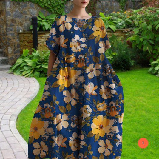 Sally | Bohème-Stil Kleid mit Blumenmuster