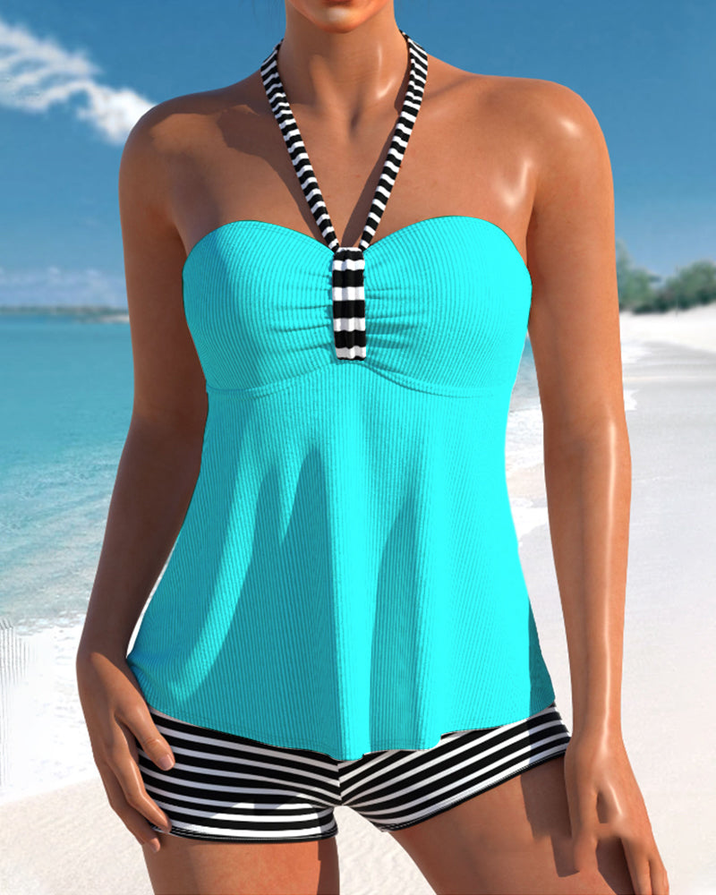 Chloe® | Neckholder-Tankini mit Streifendruck