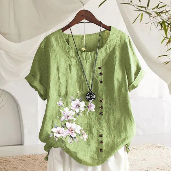 Floral Cotton Linen Shirt-9