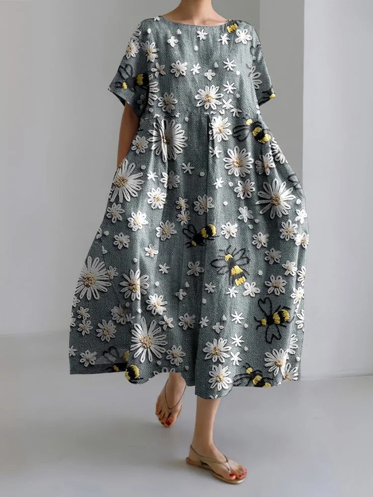 Susana® | Damen Freizeitkleid mit Bienenprint und floraler Spitze