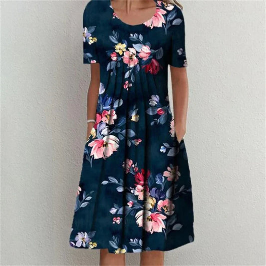 Alma® | Sommerkleid mit Vintage-Druck und Rüschen