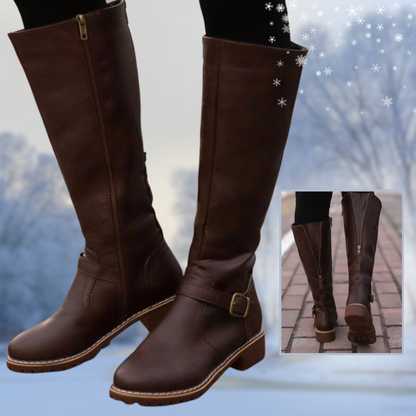 Harrieth® | Hohe Damenstiefel mit Schnalle und Absatz