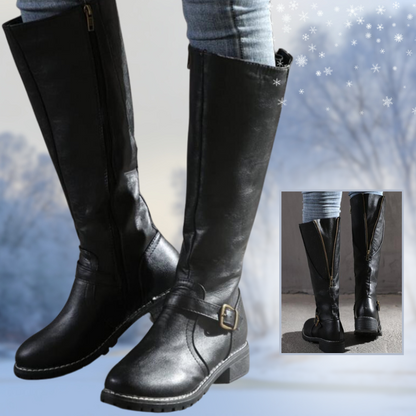 Harrieth® | Hohe Damenstiefel mit Schnalle und Absatz