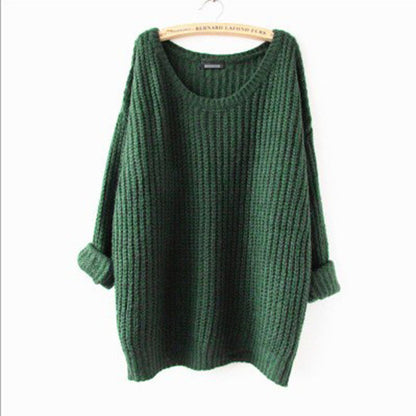 Long Pullover Loose Solid Color Knit Sweater - May Your Fashion - 4