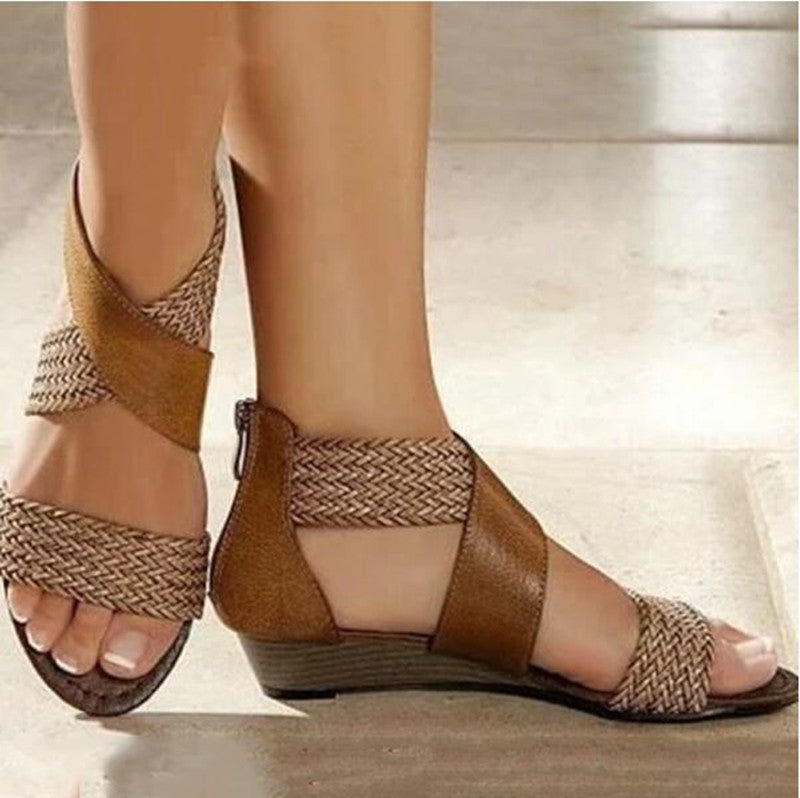 Women’s Leather Bohemian Woven Sandals in 7 Colors - Wazzi's Wear