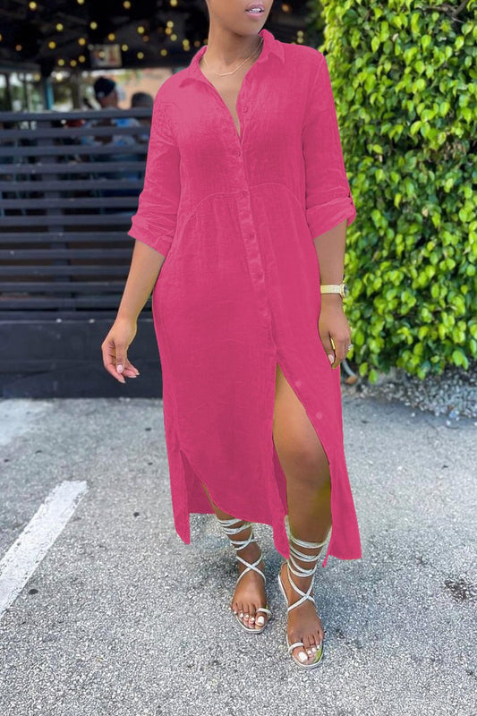 Rodress-freeshipping-turndown-collar-long-sleeve-solid-plus-size-dress