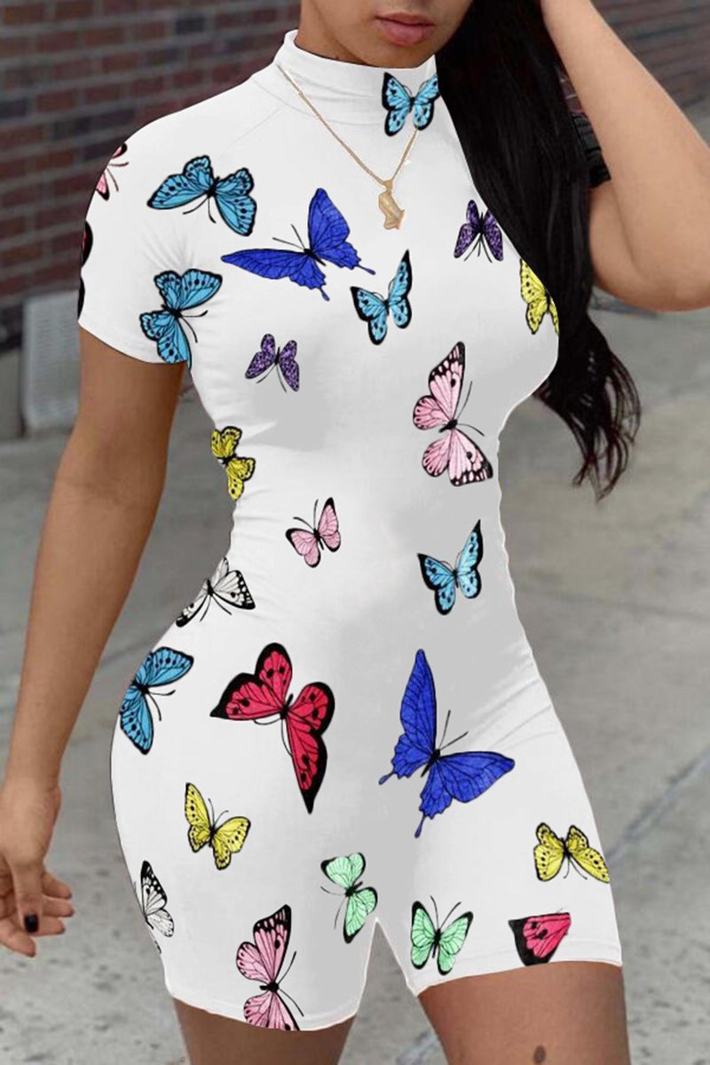 Rodress-freeshipping-butterfly-print-short-sleeve-bodycon-romper