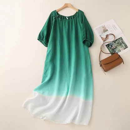 Women Plus Size Gradient Long Dress