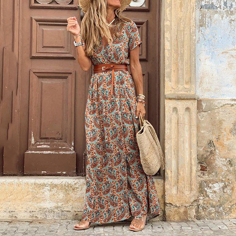 Plus Size Boho Style V-Neck Floral Dress  dresses Thecurvestory