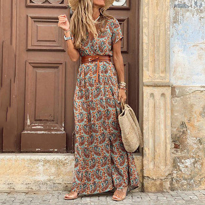 Plus Size Boho Style V-Neck Floral Dress  dresses Thecurvestory