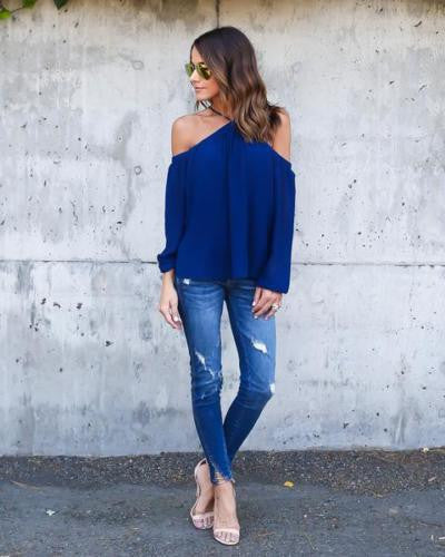 Halter Off-shoulder Long Sleeves Loose Street Chic Blouse - May Your Fashion - 7