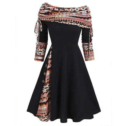 Greer| Ethnic Lässig Langarm Lose Dresse