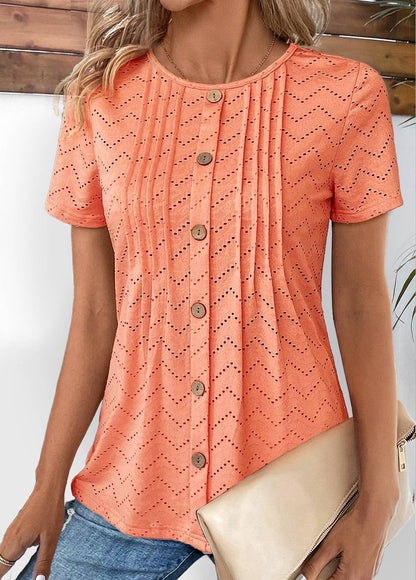 Cassy® | Neuester Trend Tuck Stitch Short Sleeve Shirt