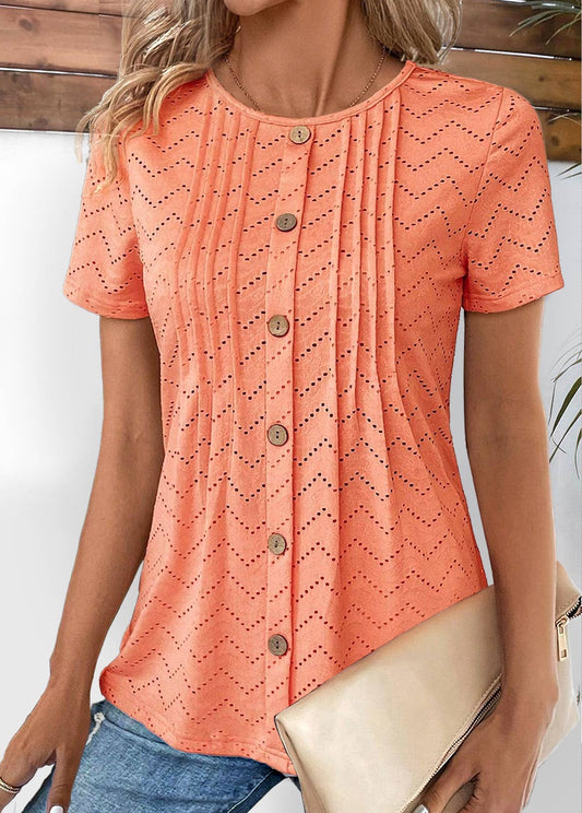 Cassy® | Neuester Trend Tuck Stitch Short Sleeve Shirt