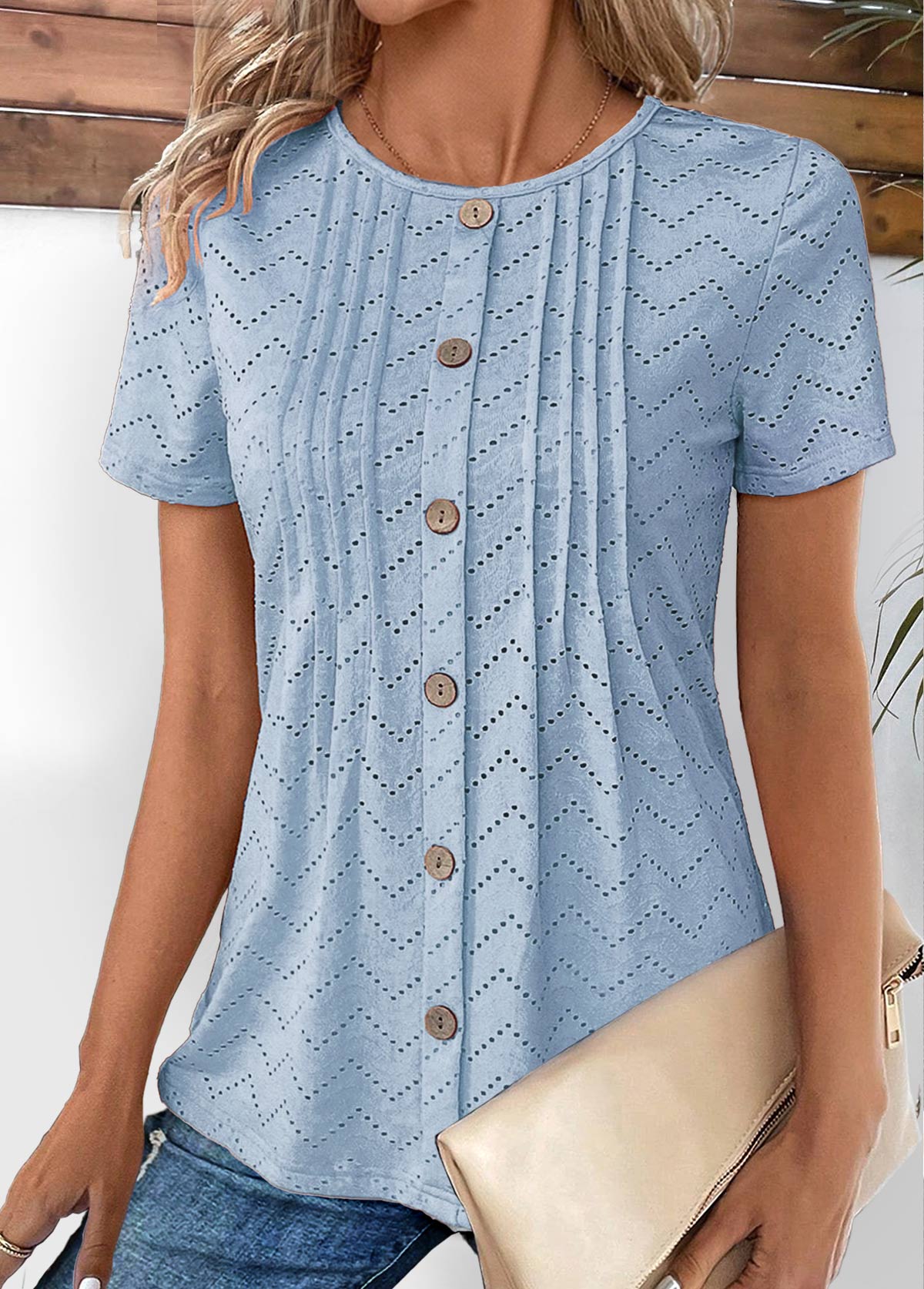 Cassy® | Neuester Trend Tuck Stitch Short Sleeve Shirt