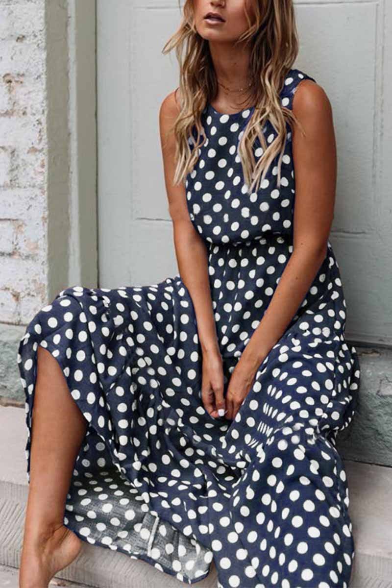 Felicia |Polka Dot Rundhalsausschnitt Kleid