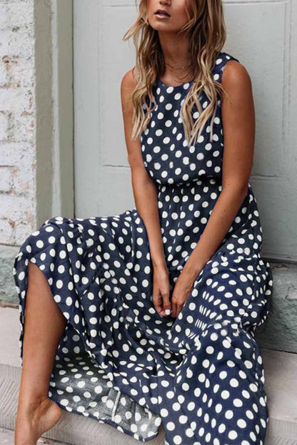 Felicia |Polka Dot Rundhalsausschnitt Kleid