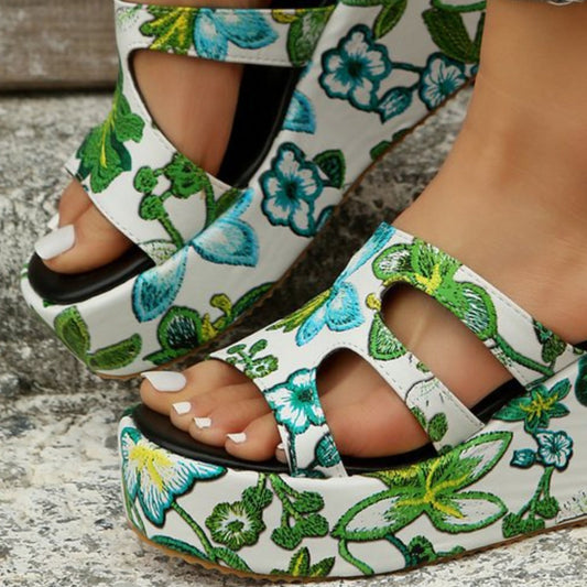 Evelyn® | Cutout Floral Peep Toe Sandalen