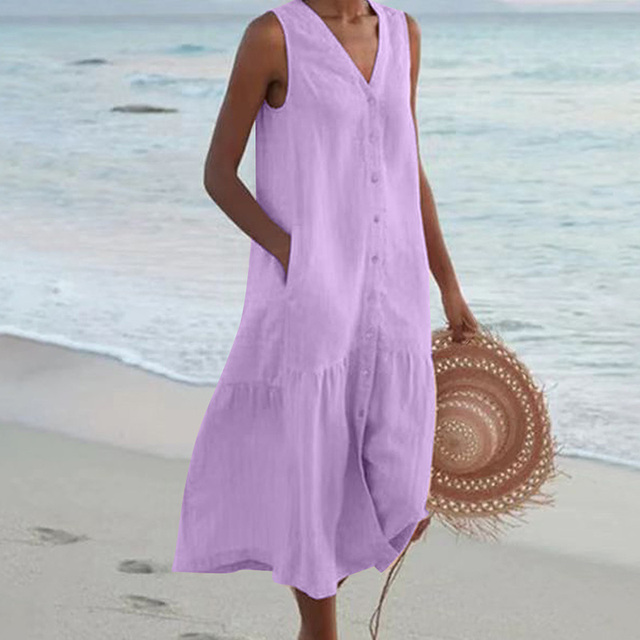 Marie® | Pale Pink Linen Dress