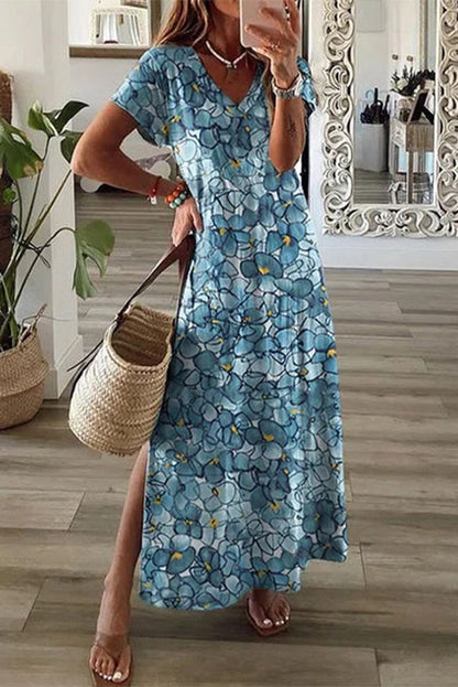 Arya® | Retro Vintage Printed Outdoor Daily Short Sleeve Midi Dress