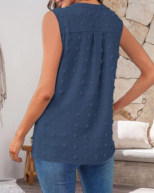 Carissa® | Ärmelloses Jacquard-Top mit V-Ausschnitt