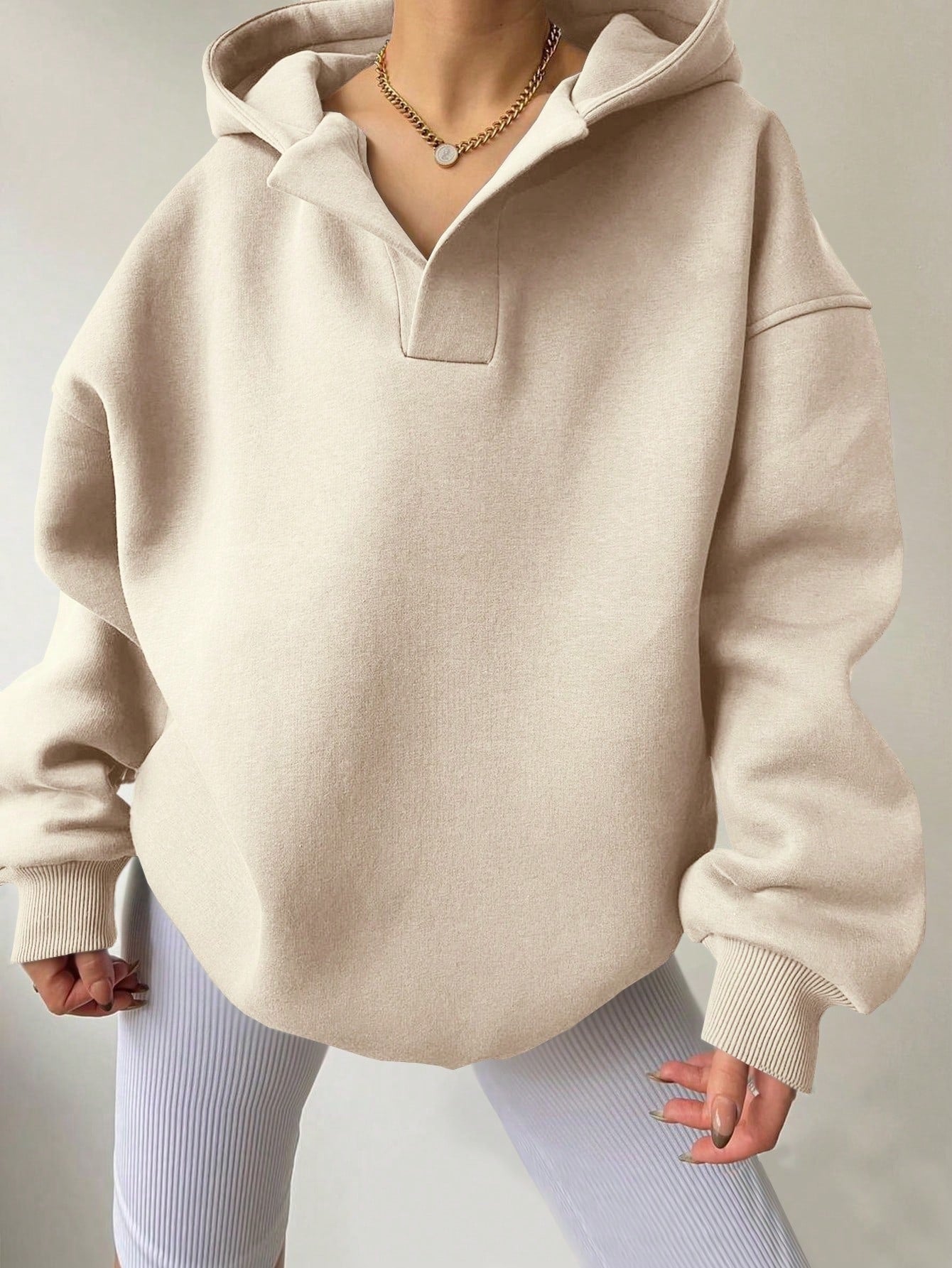 Women's Loose Fit Long Sleeve Hooded Sweatshirt