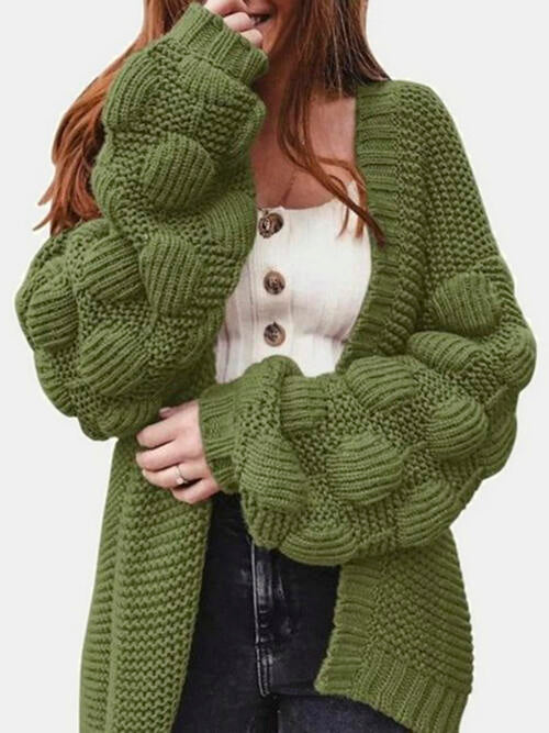 Open Front Oversized Fashion Long Sleeve Cardigan Sweater Chartreuse cardigan cardigans clothes S.X.H Ship From Overseas Sweater sweaters