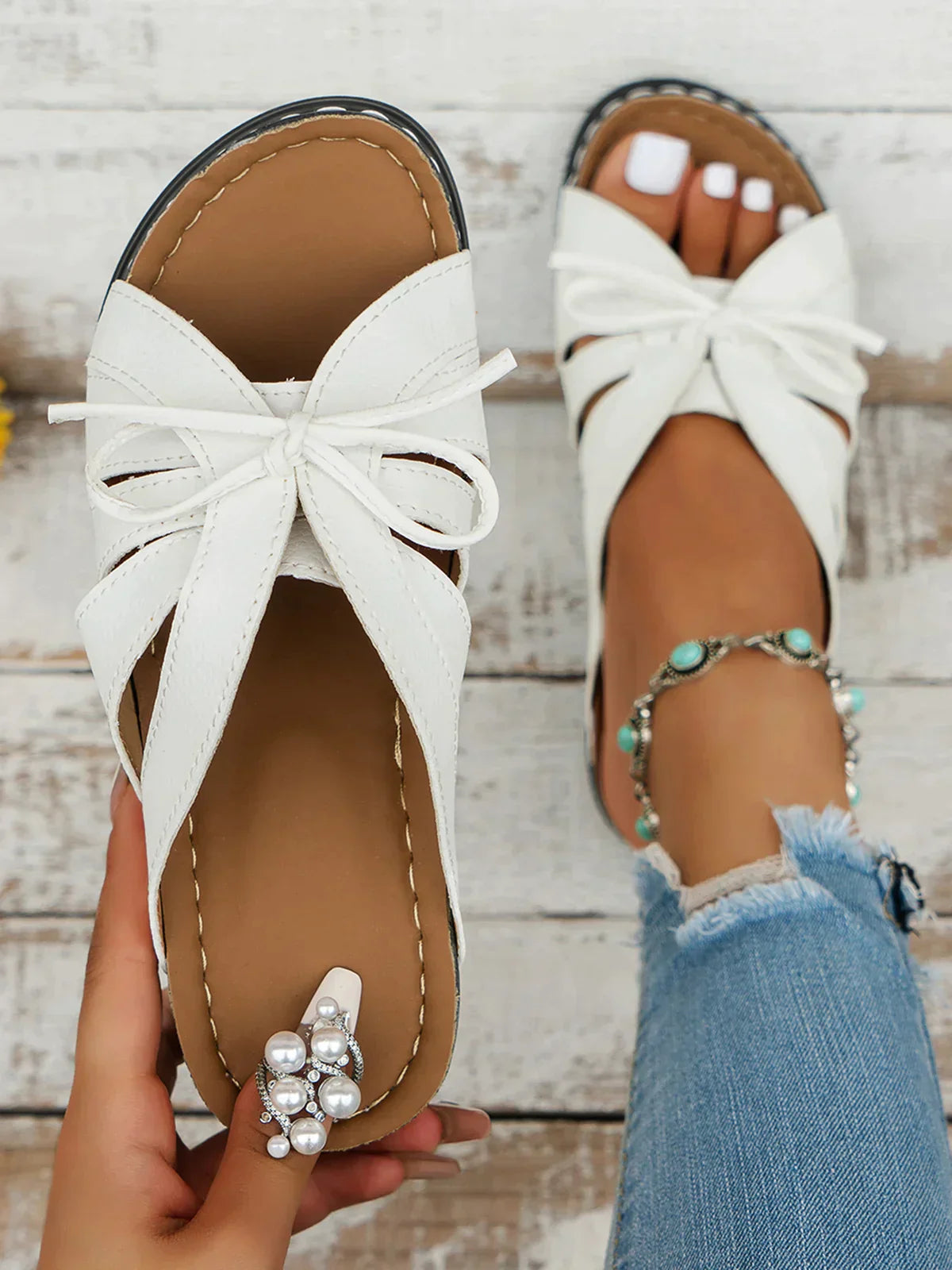 Dawn| Damen Freizeit Sandalen Casual Bowknot Hollow out Comfy Wedge