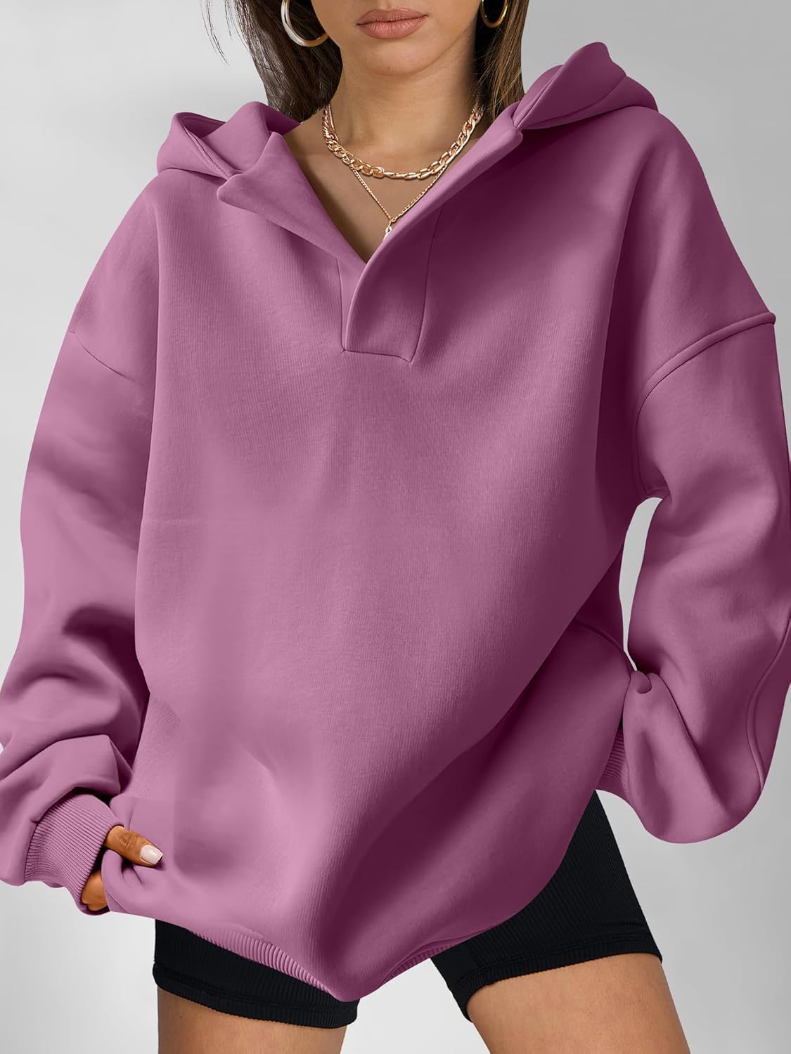 Women's Loose Fit Long Sleeve Hooded Sweatshirt