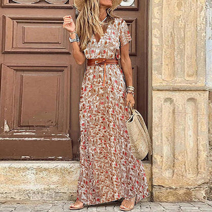 Plus Size Boho Style V-Neck Floral Dress  dresses Thecurvestory