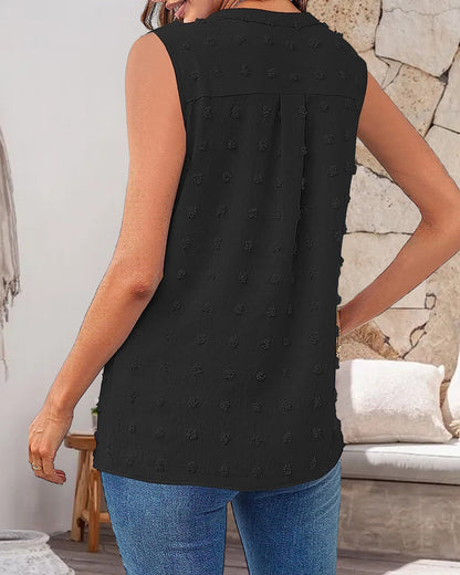 Carissa® | Ärmelloses Jacquard-Top mit V-Ausschnitt