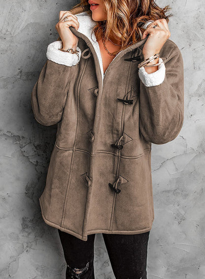 Warm and Cozy Plush Hooded Mid-Length Women’s Coat