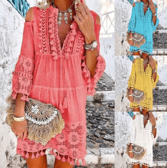 Lace fringed mid-length lace shirt - MRSLM