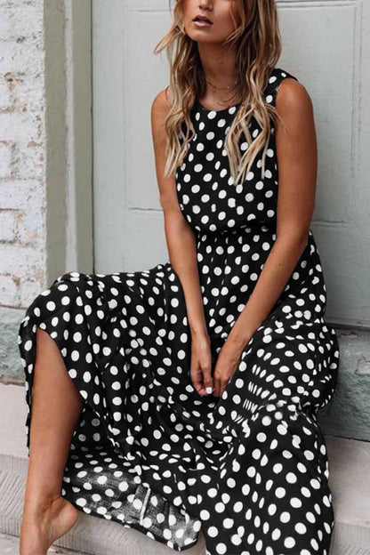 Felicia |Polka Dot Rundhalsausschnitt Kleid