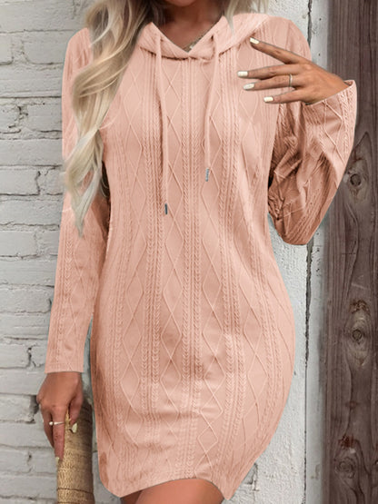 Drawstring Hooded Sweater Dress - NocturnalExpressions